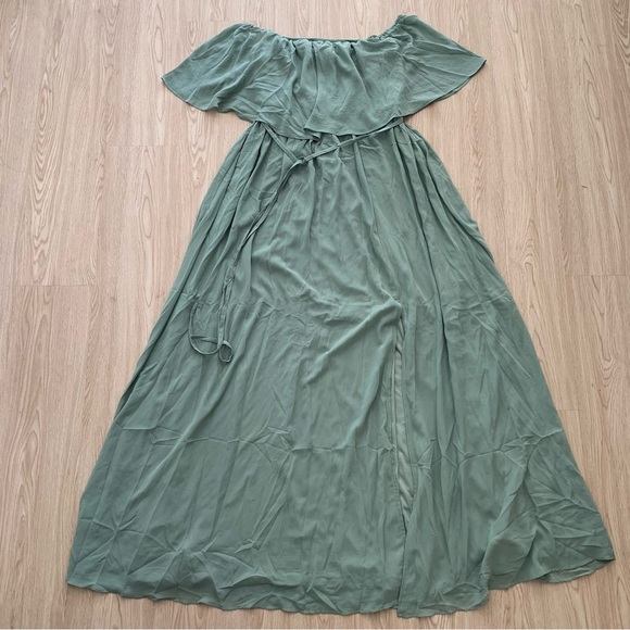 Pinkblush Sage Green Off-Shoulder Maxi Dress - Picture 5 of 5